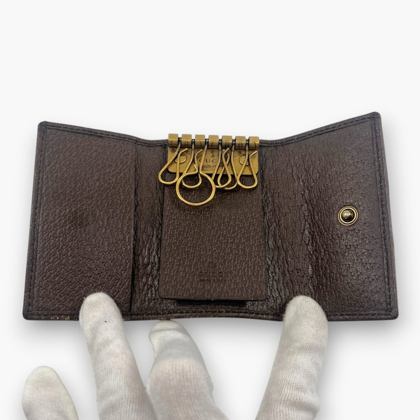 Gucci Ophidia GG Supreme Web Stripe 6-Key Case with Dust Bag