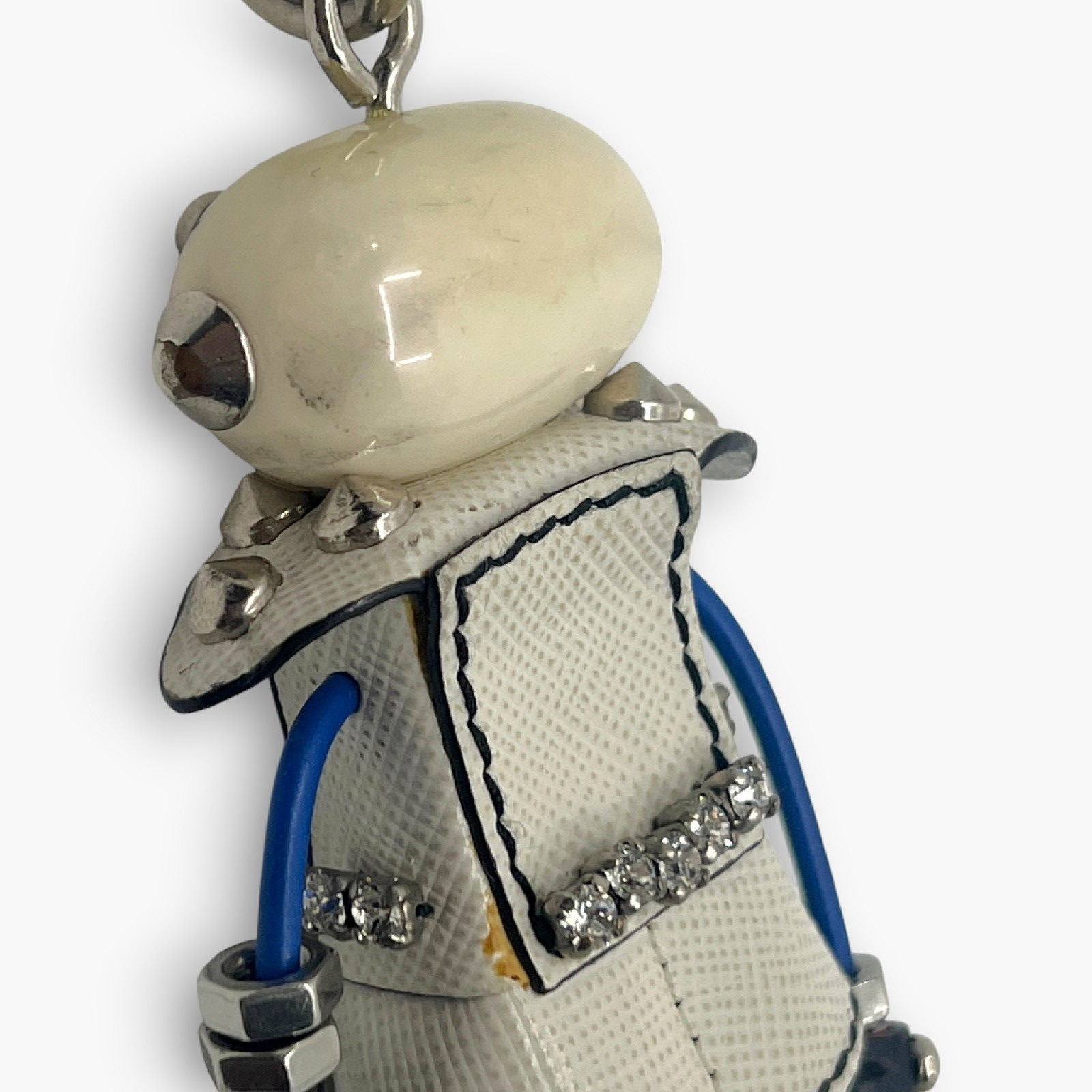 Prada Nancy Robot Key Ring Bag Charm Saffiano Leather