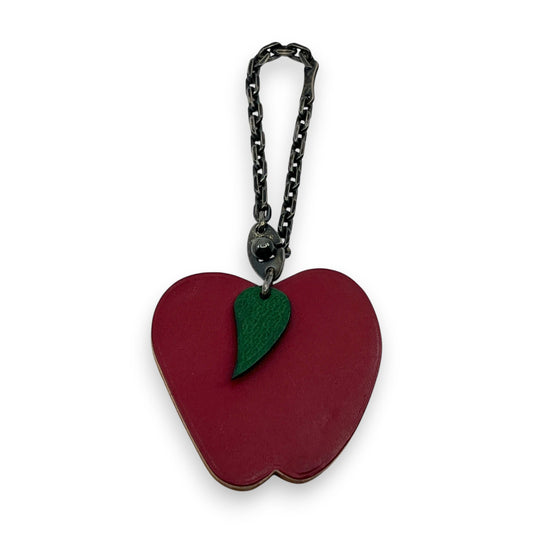 Hermes Apple Fruit Keychain Bag Charm in Red Leather