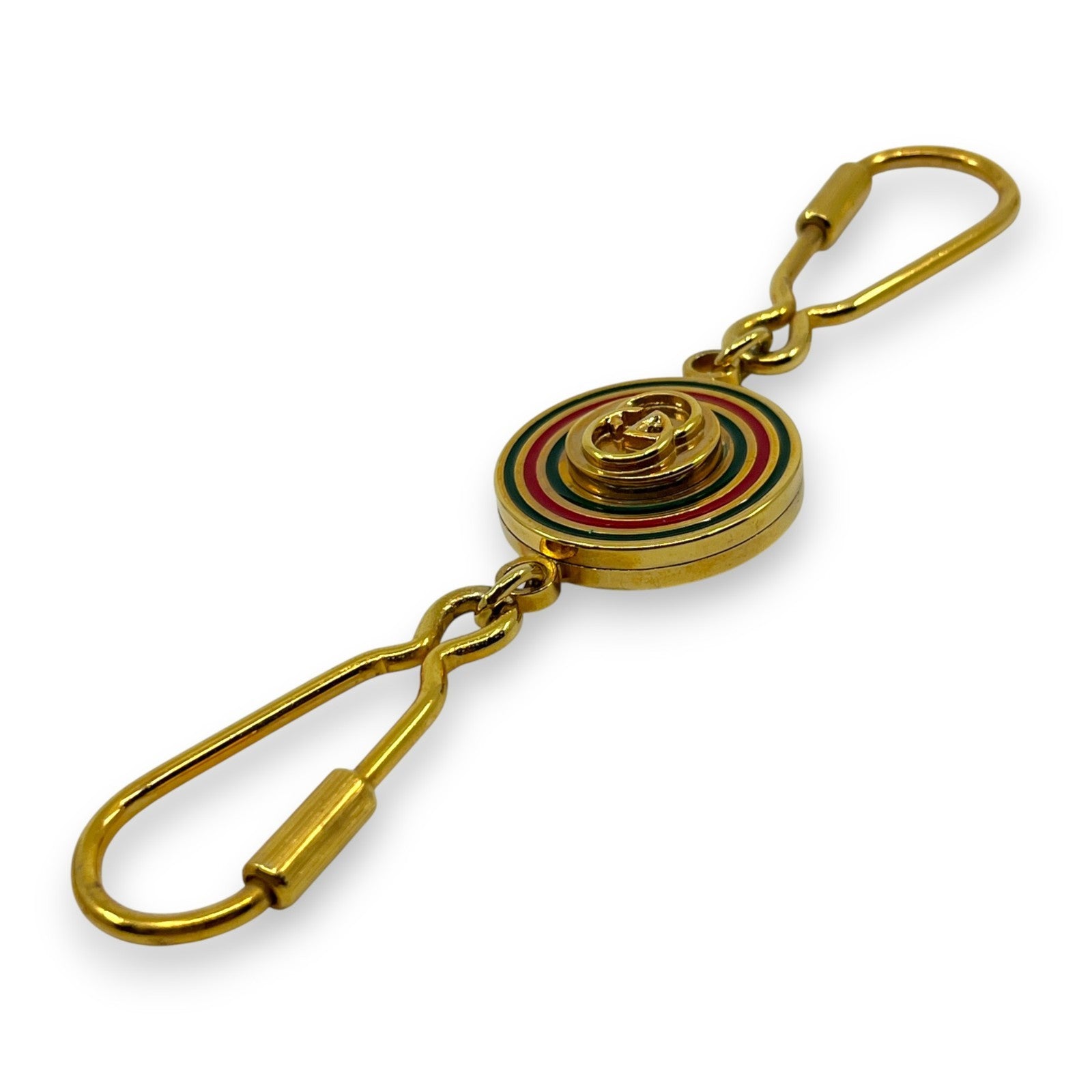 Gucci Gold-Tone Key Holder with Interlocking G & Web Stripe Design w/ Box