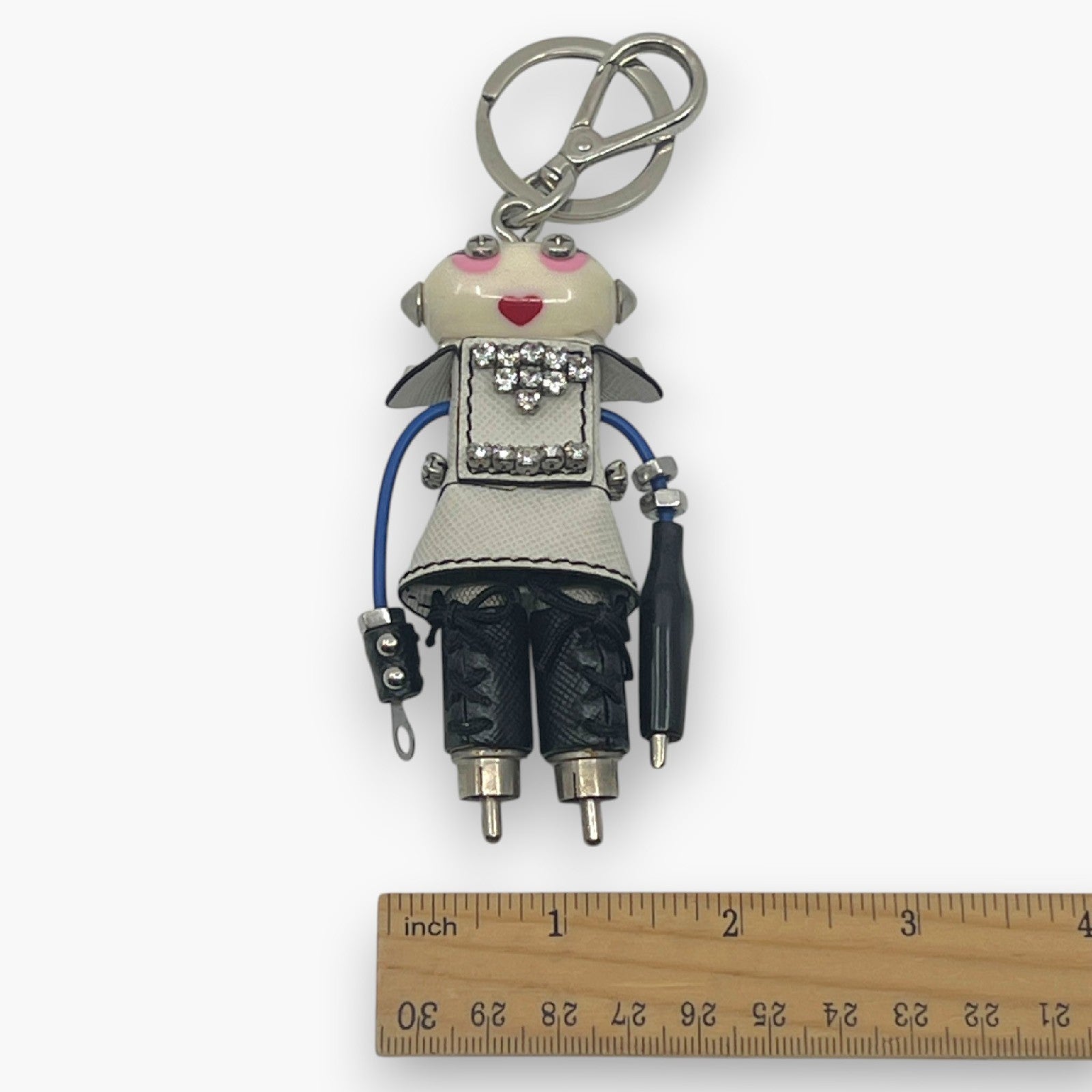 Prada Nancy Robot Key Ring Bag Charm Saffiano Leather