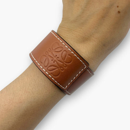 Loewe Anagram Slap Bracelet Small in Brown Leather