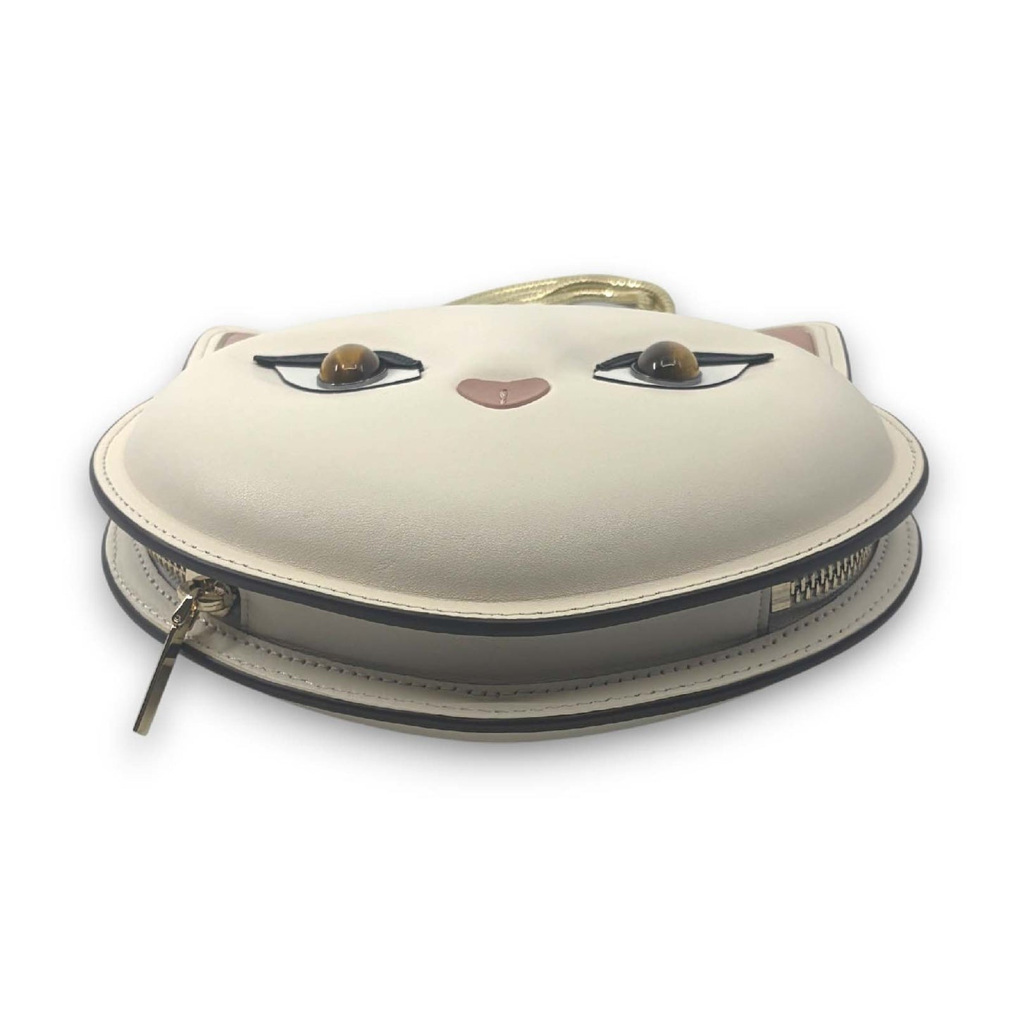 Kate Spade New York Cat Crossbody Bag Meow Cat White Leather Feline Design