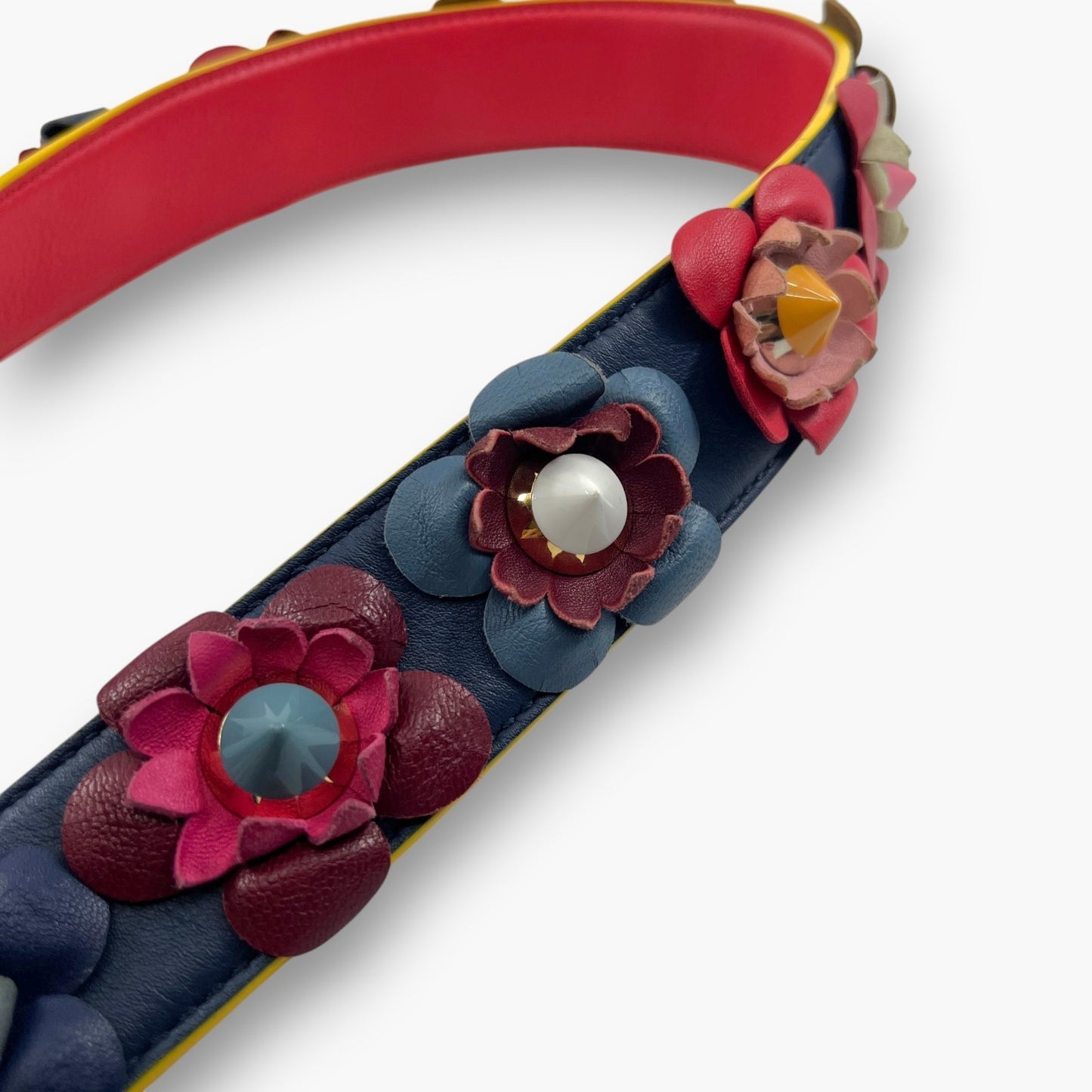 Fendi Strap You Flowerland Multicolor Leather Floral Shoulder Bag Strap Studded