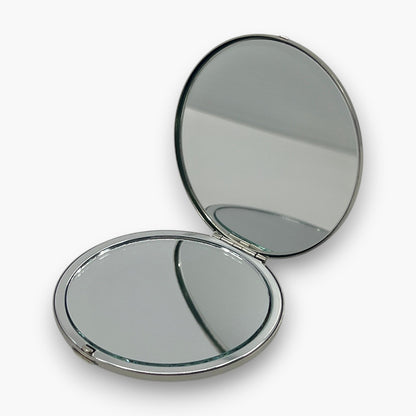 Mikimoto International Compact Mirror Pearl Bow Ribbon Silver-Tone w/ Box Pouch