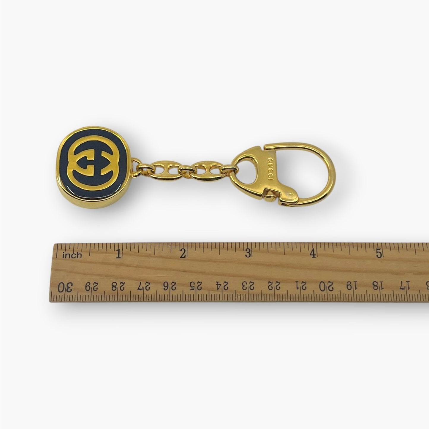 Gucci Interlocking GG Key Chain Charm Ring Gold-Tone with Box