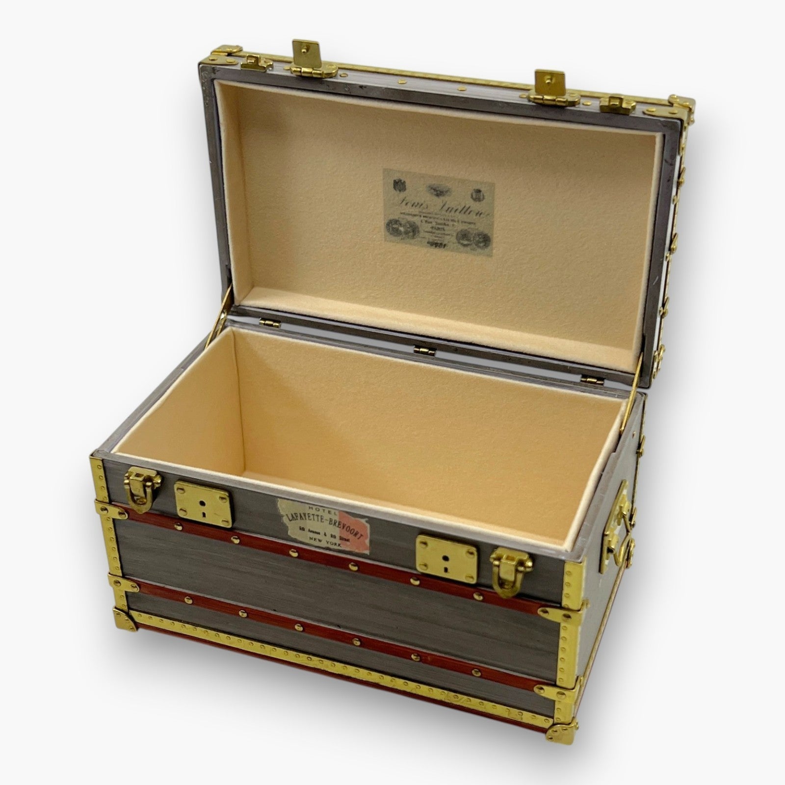 Louis Vuitton Mini Malle Zinc Trunk Paperweight Jewelry Box w/ Box Authentic