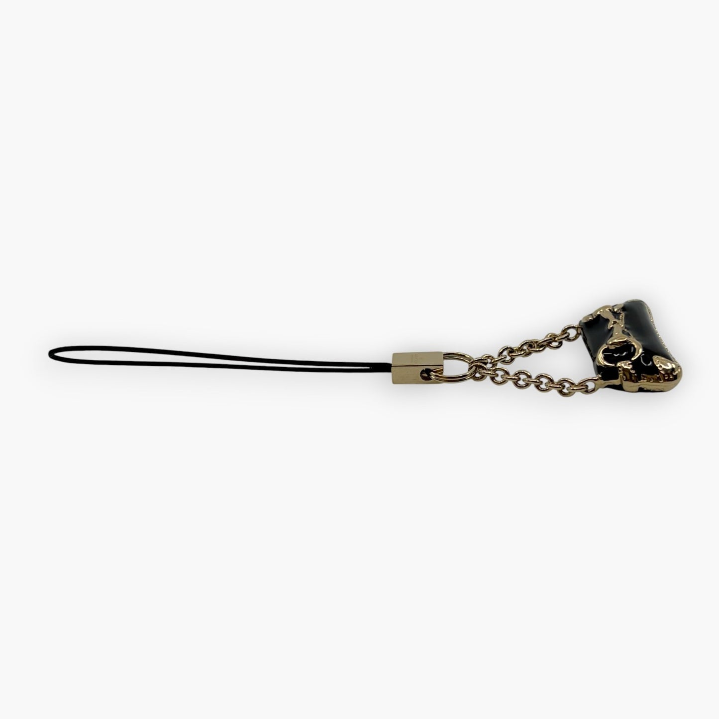 Gucci Horsebit Black Enamel Phone Strap Mini Charm with Box