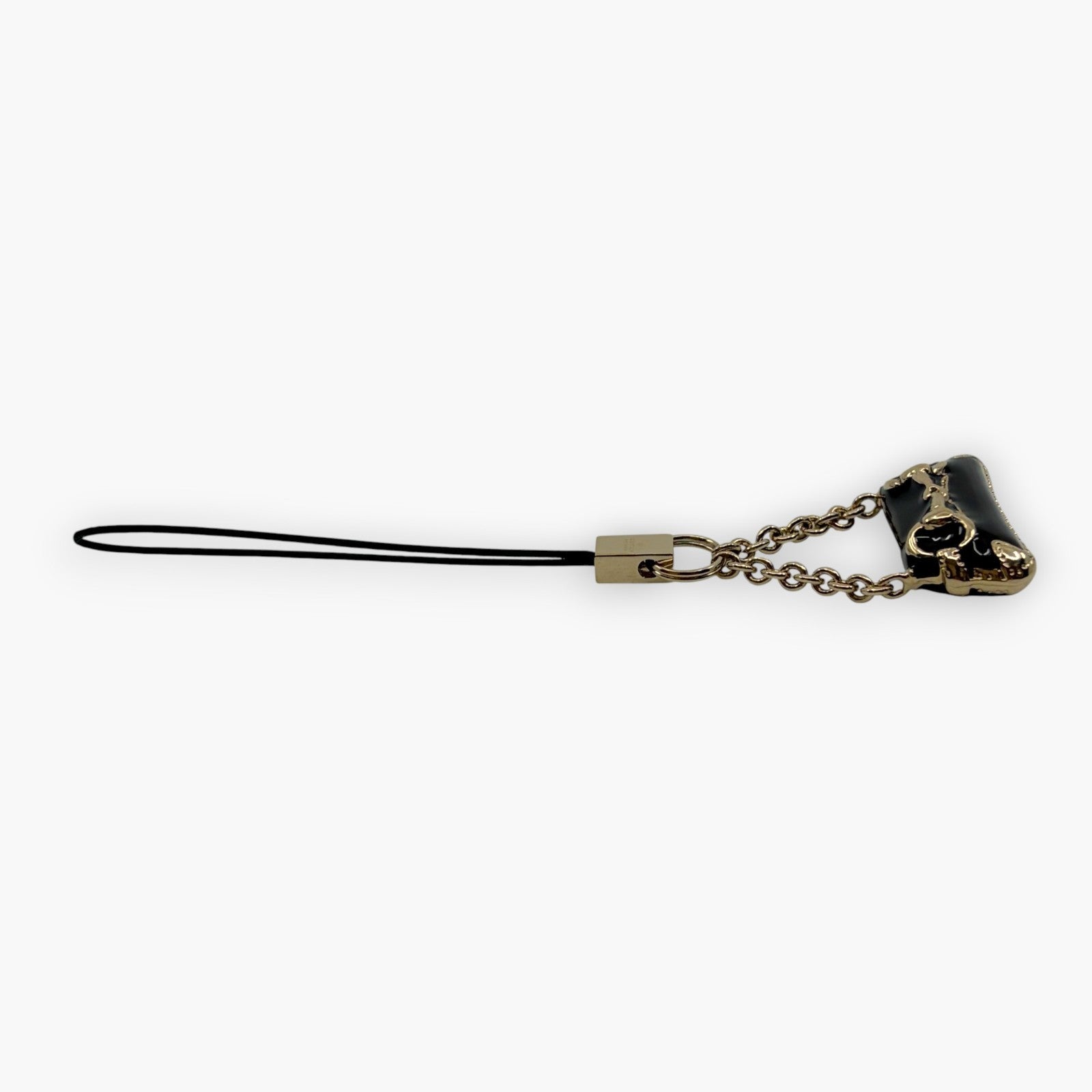 Gucci Horsebit Black Enamel Phone Strap Mini Charm with Box