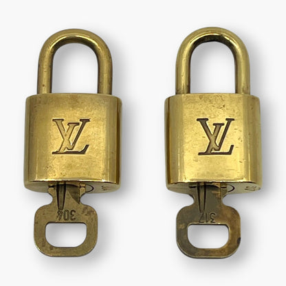 Louis Vuitton Padlock Set of 10 Gold-Tone Brass Locks & Keys pj260606