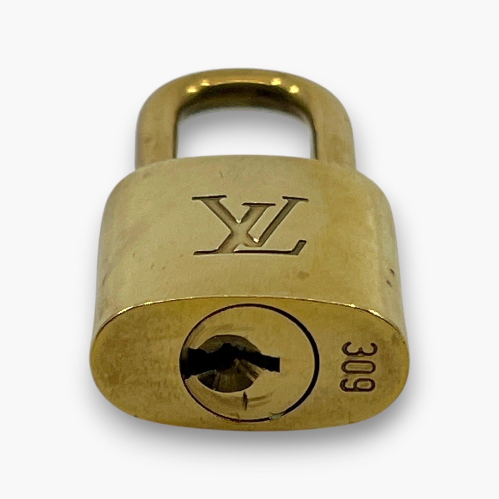 Louis Vuitton Cadena Gold-Tone Brass Padlock Key Set with Leather Clochette