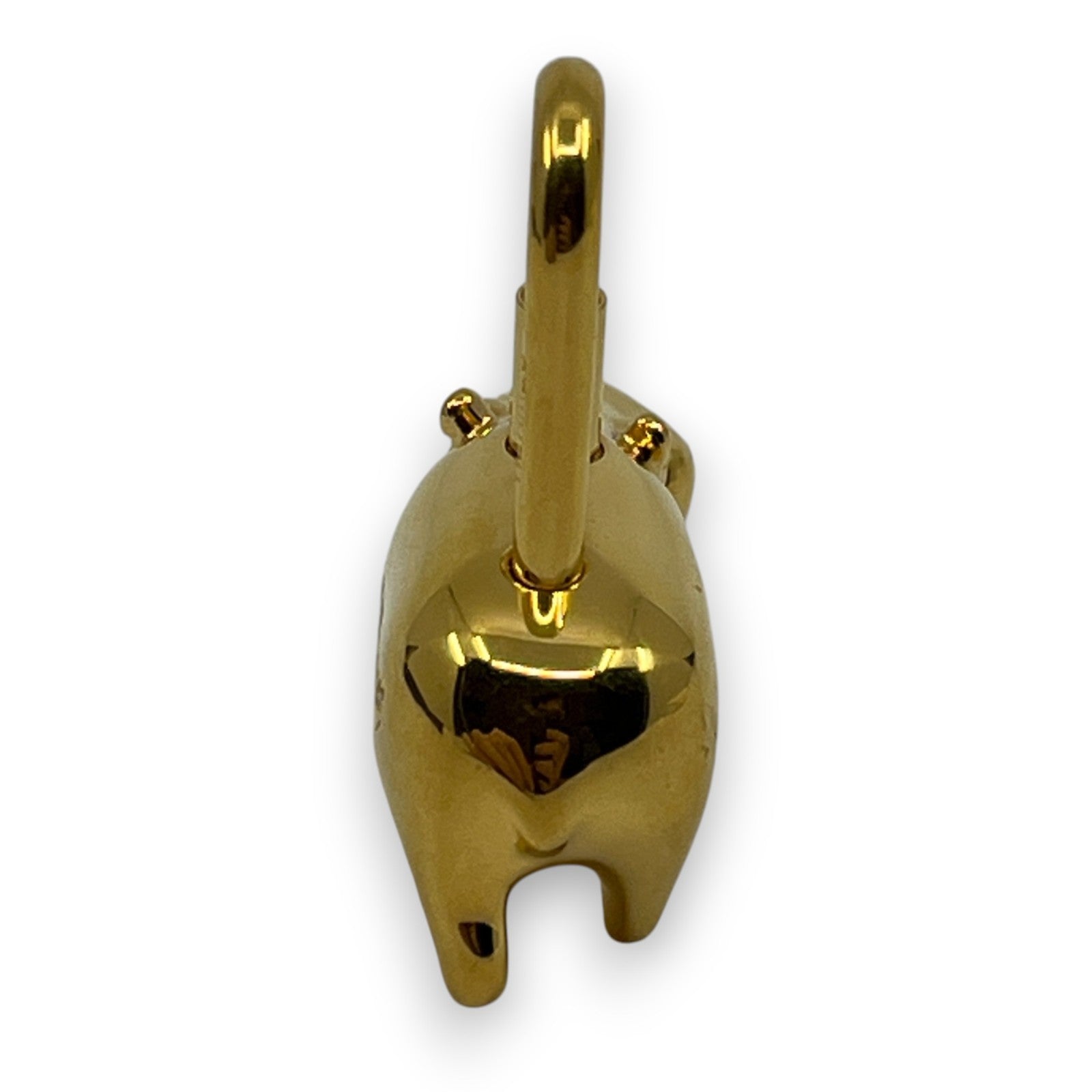 Hermes Cadena Annee Des Fleuves Hippopotamus Padlock Gold 2005 w/ Leather Strap