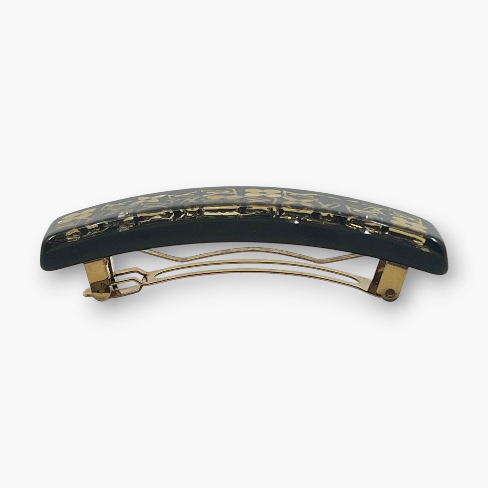 Louis Vuitton Inclusion Barrette Black Resin Monogram Hair Clip
