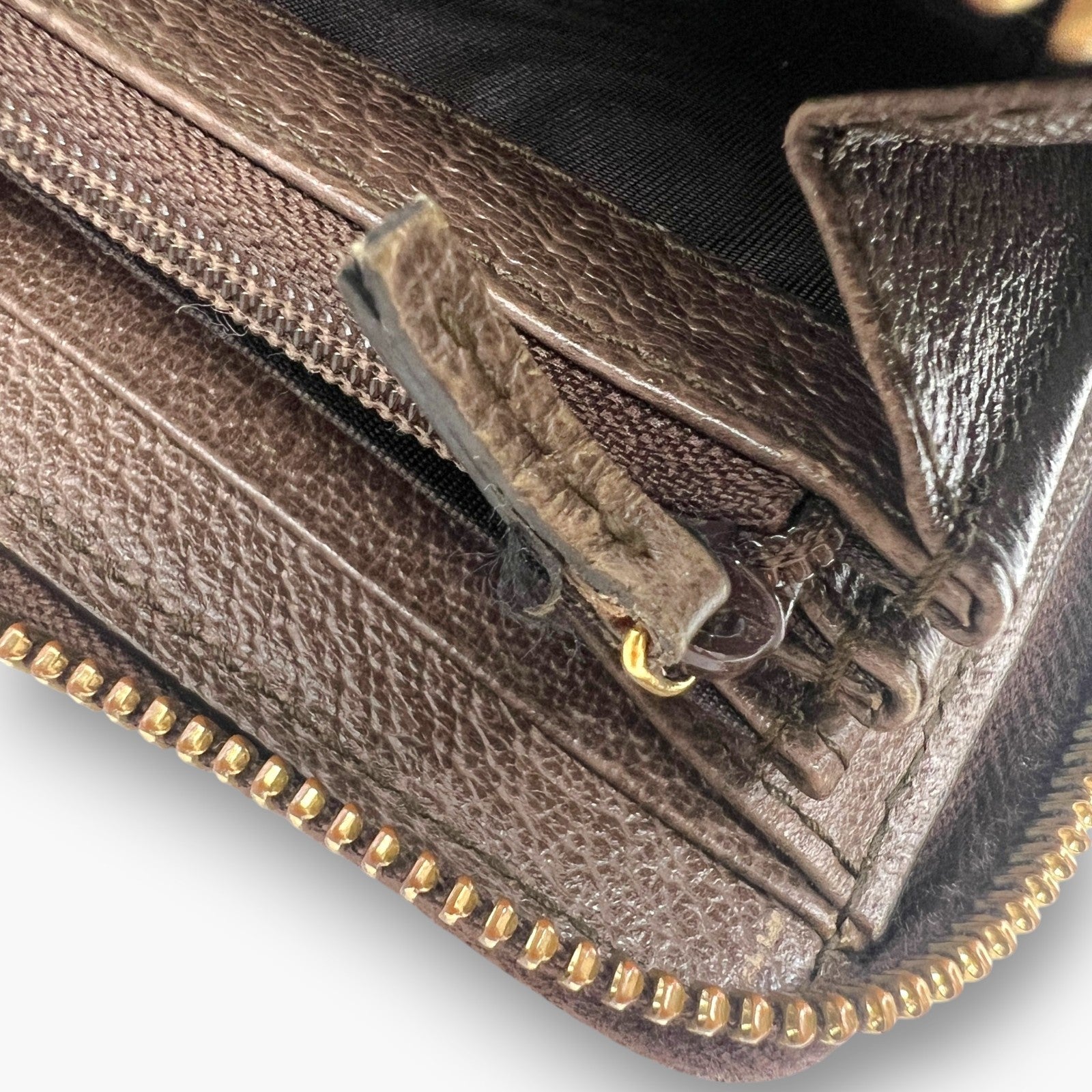 Gucci Ophidia GG Supreme Web Stripe Zip-Around Long Wallet Beige Monogram Logo
