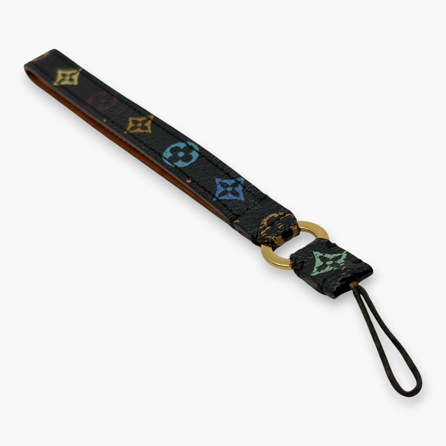 Louis Vuitton Monogram Multicolor Phone Strap Coated Canvas Leather Black M92598