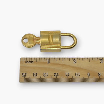 Hermes Cadena Padlock Gold-Tone Brass Lock & Key Set pj260608