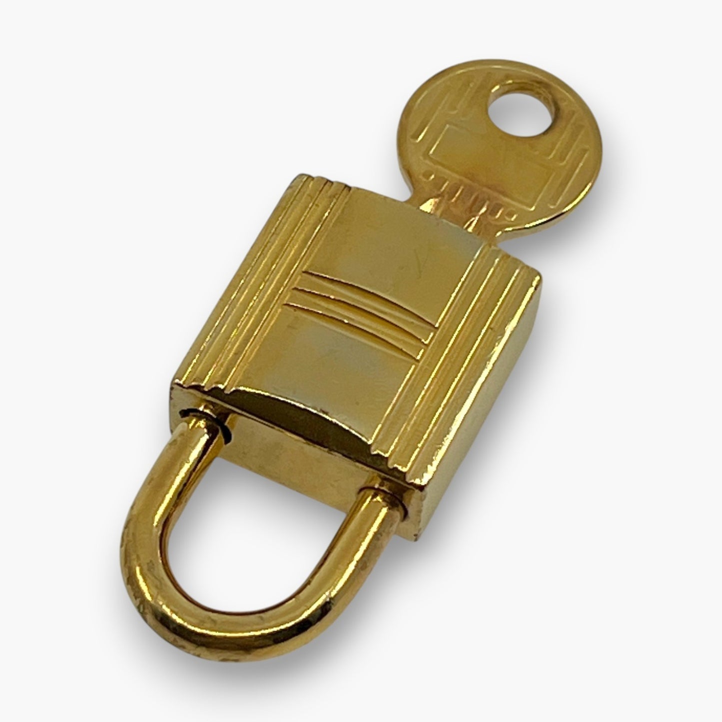 Hermes Cadena Padlock Gold-Tone Brass Lock & Key Set pj260608