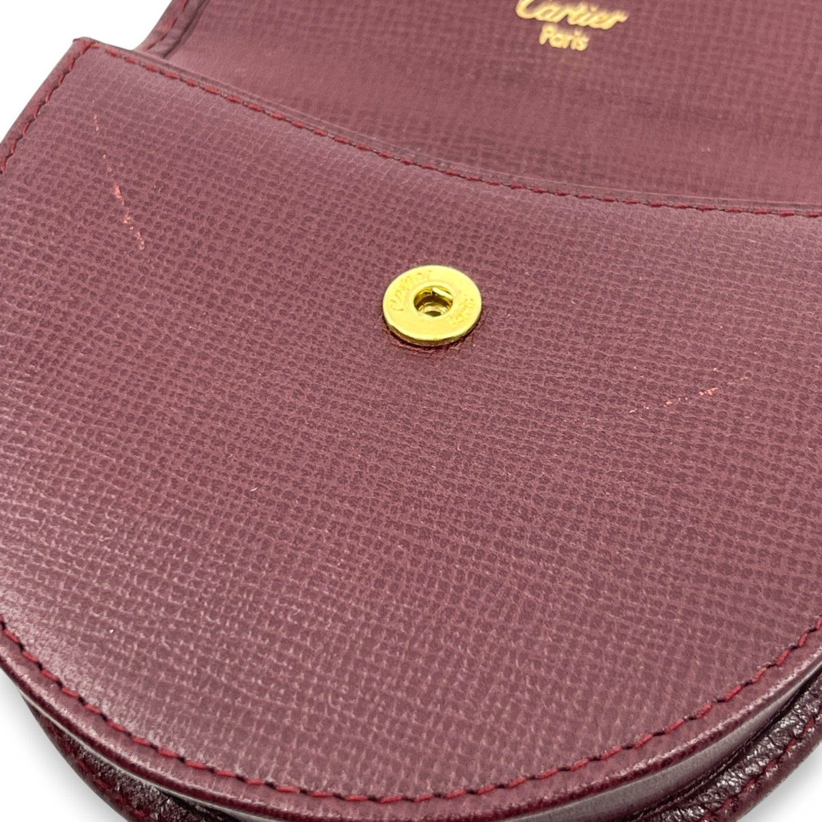 Must de Cartier Burgundy Leather Coin Purse w/ Box Cloth Certificate