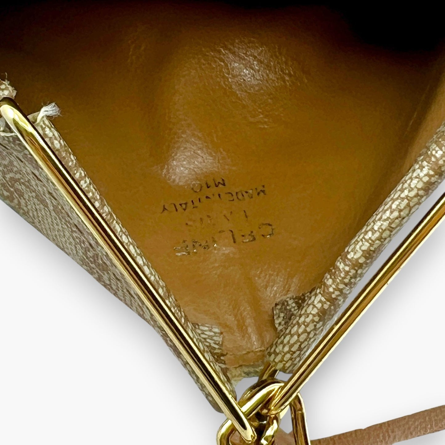 Celine Macadam Vintage Triangle Coin Purse Beige with Tassel Charm