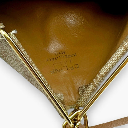 Celine Macadam Vintage Triangle Coin Purse Beige with Tassel Charm