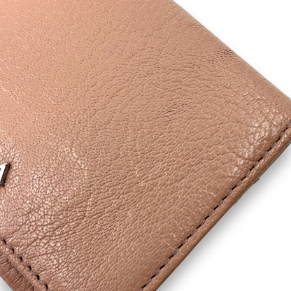 Furla Pink Beige Bifold Leather Card Case Wallet with Logo