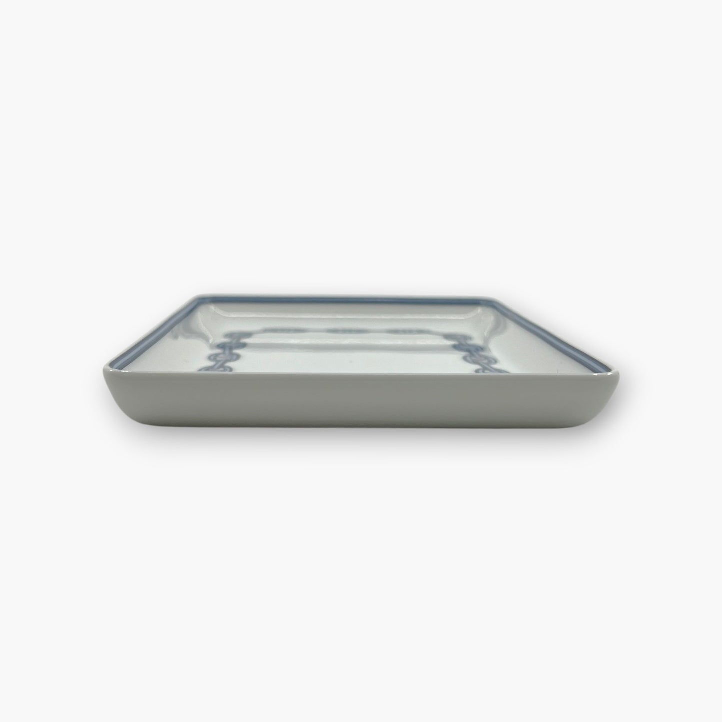 Hermes Chaine d'Ancre Porcelain Rectangular Change Tray Plate Set of 3 Auth