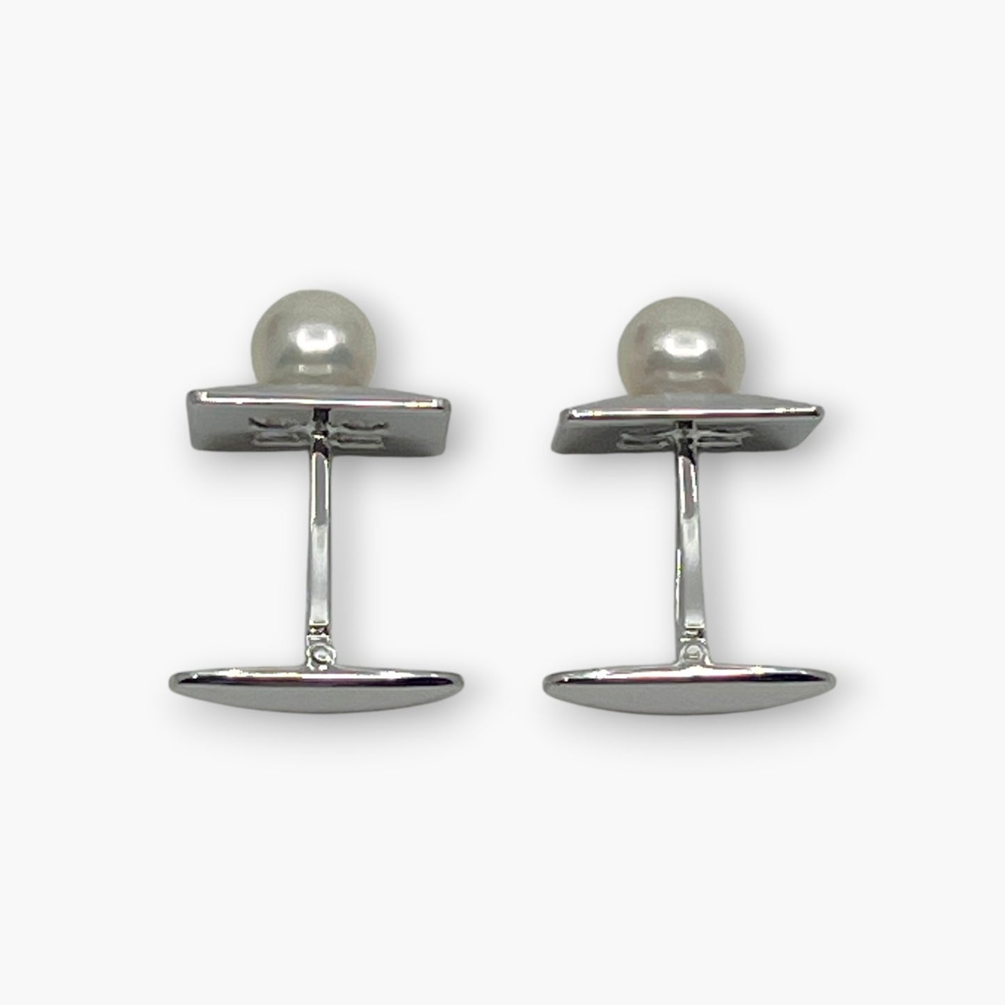 Mikimoto Pearl Cufflinks Tie Pin Clip Set Silver-Tone w/ Box Case