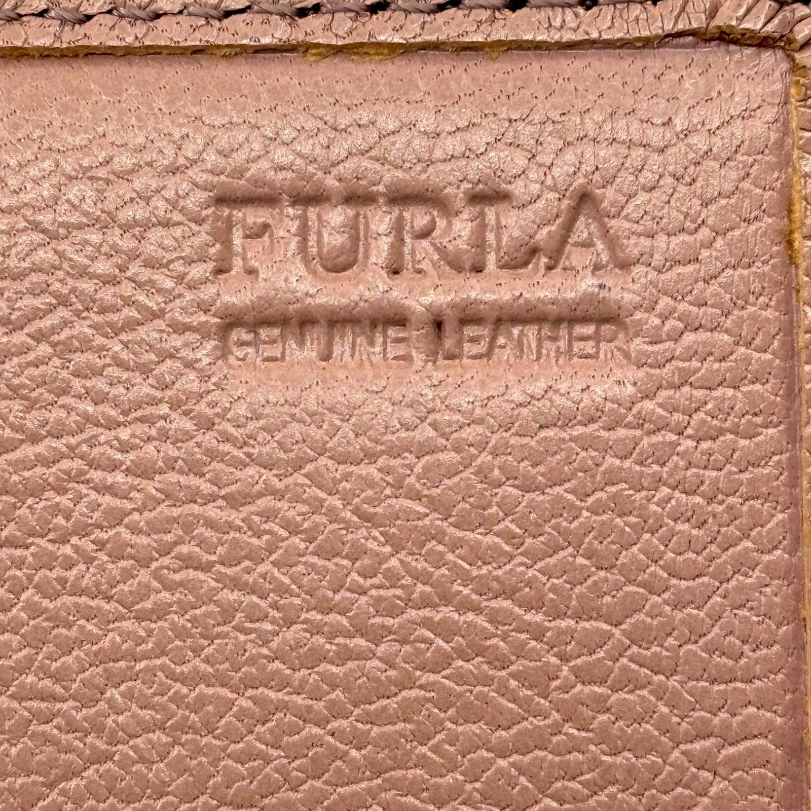 Furla Pink Beige Bifold Leather Card Case Wallet with Logo