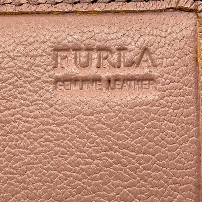 Furla Pink Beige Bifold Leather Card Case Wallet with Logo