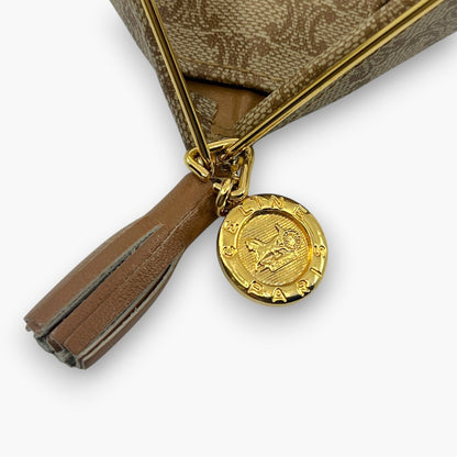 Celine Macadam Vintage Triangle Coin Purse Beige with Tassel Charm