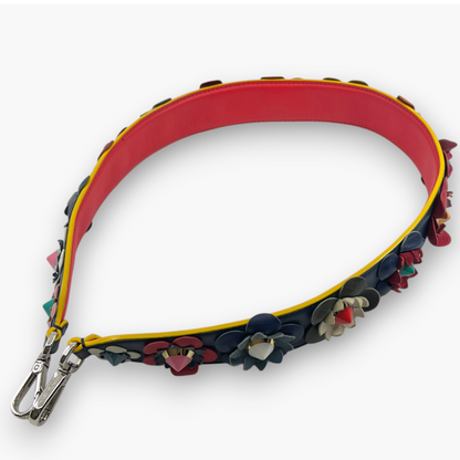 Fendi Strap You Flowerland Multicolor Leather Floral Shoulder Bag Strap Studded
