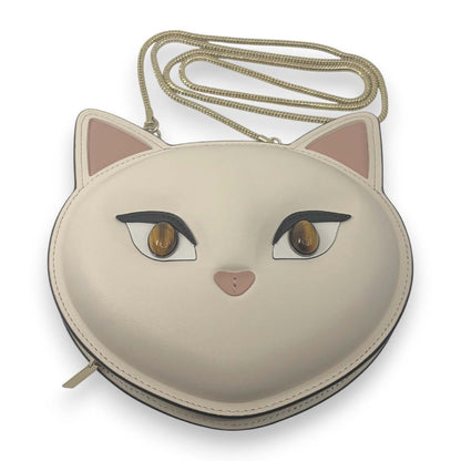 Kate Spade New York Cat Crossbody Bag Meow Cat White Leather Feline Design