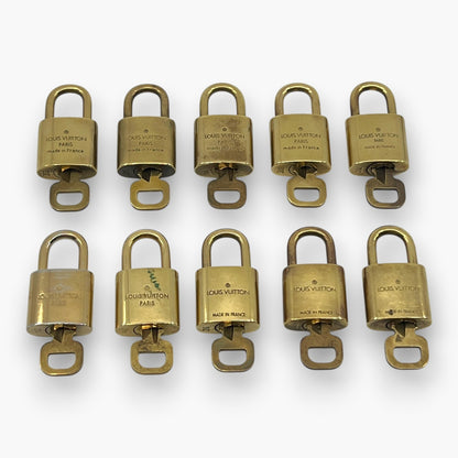 Louis Vuitton Padlock Set of 10 Gold-Tone Brass Locks & Keys pj260602