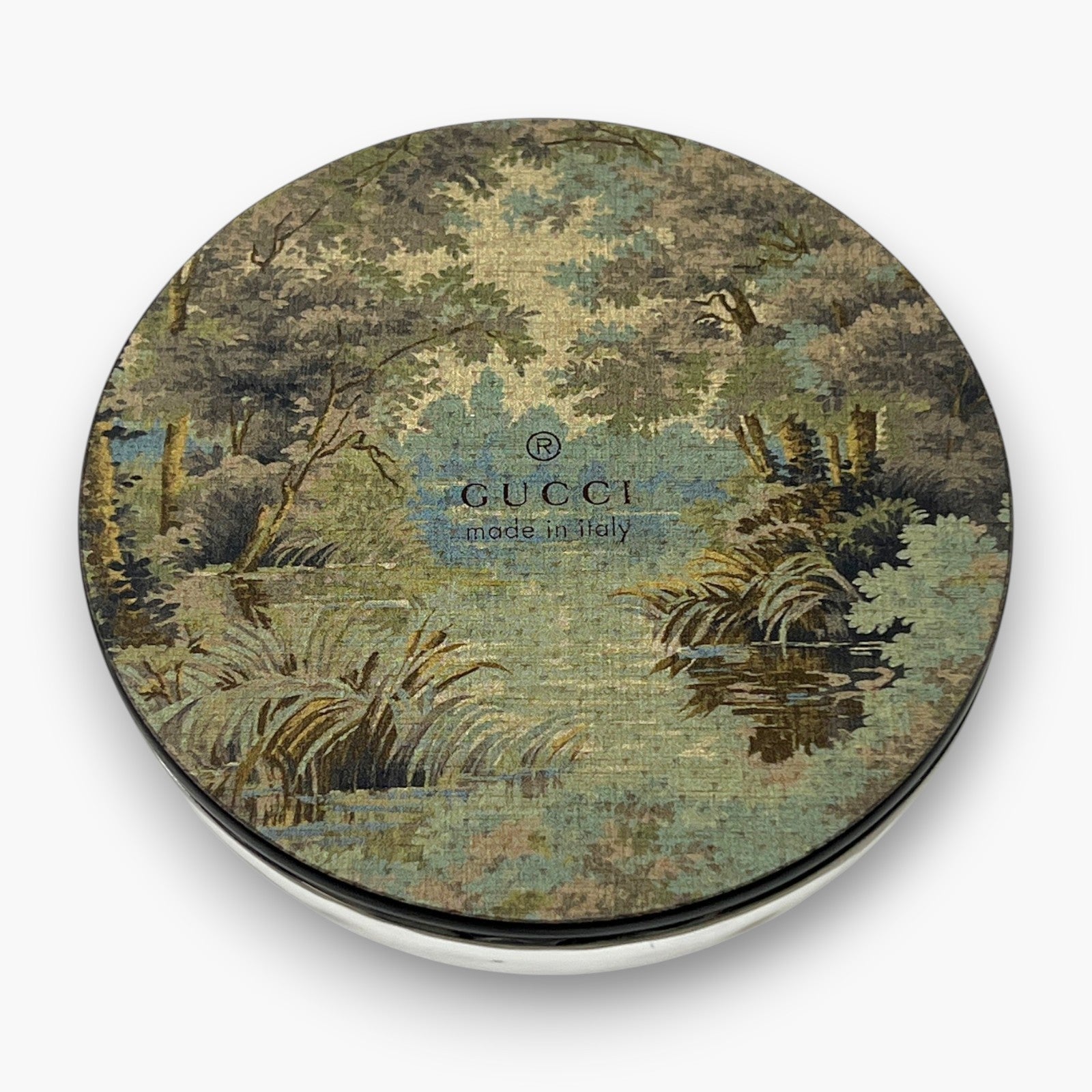Gucci GG Monogram Horsebit Web Stripe Round Paperweight Decor Glass Italy Auth