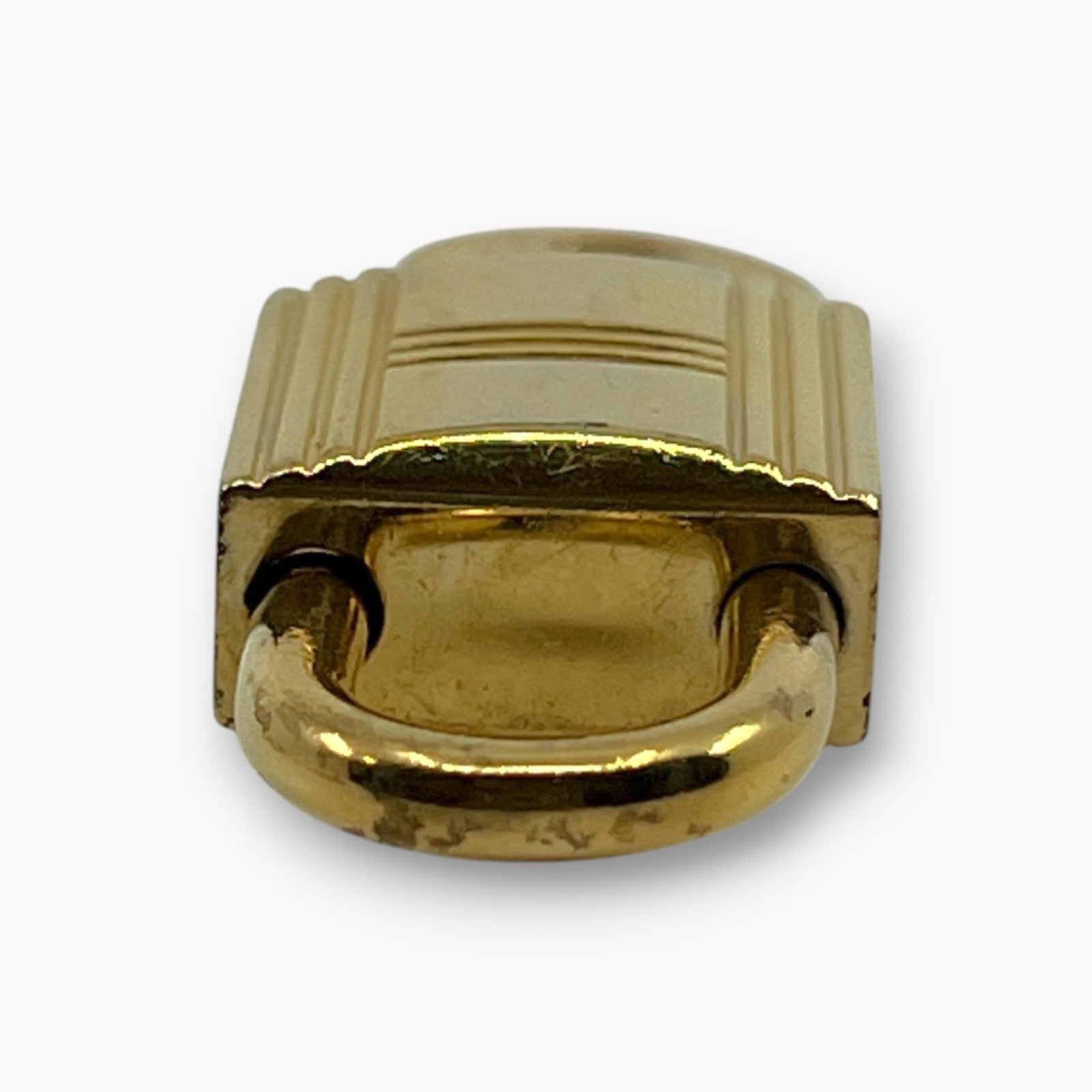 Hermes Cadena Padlock Gold-Tone Brass Lock & Key Set pj260608