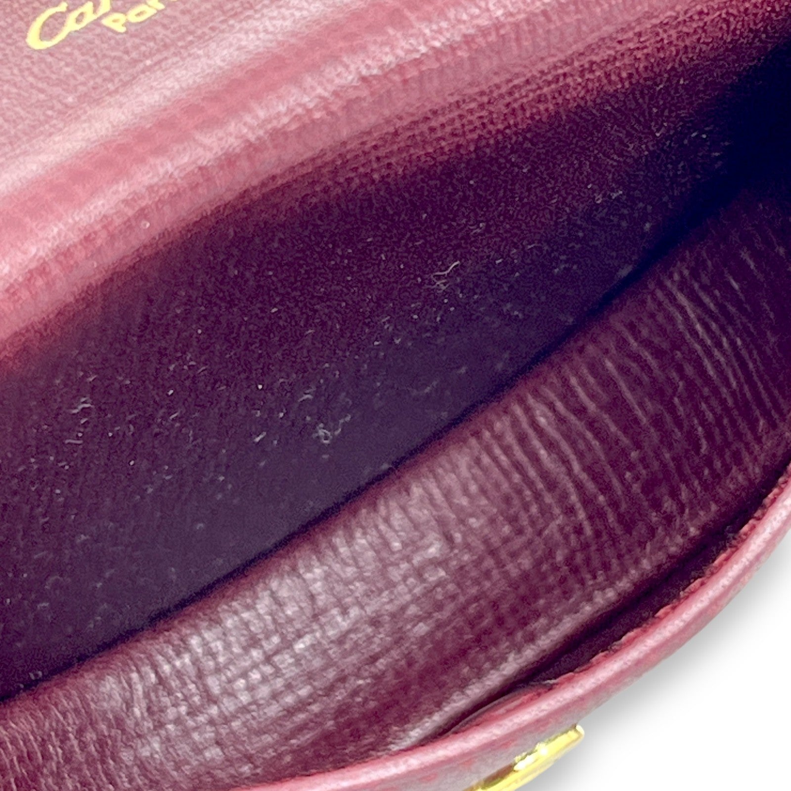 Must de Cartier Burgundy Leather Coin Purse w/ Box Cloth Certificate