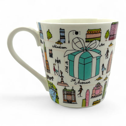 Tiffany & Co. 5th Avenue Bone China Mug 2 Cups Pair Set in NYC Design w/ Box