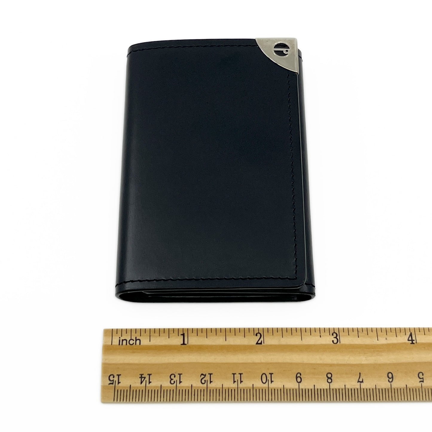 Dunhill Black Leather Key Case with 6 Silver-Tone Hooks w/ Box Card Cloth