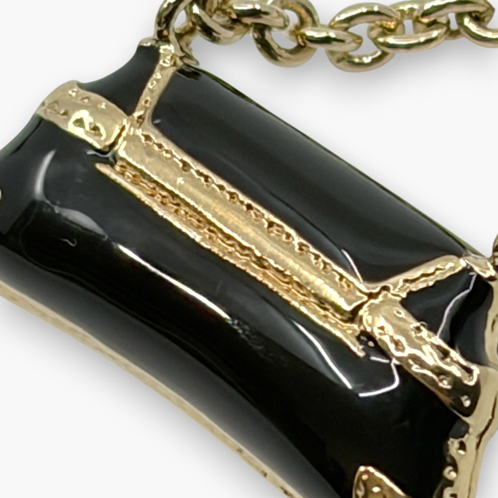 Gucci Horsebit Black Enamel Phone Strap Mini Charm with Box