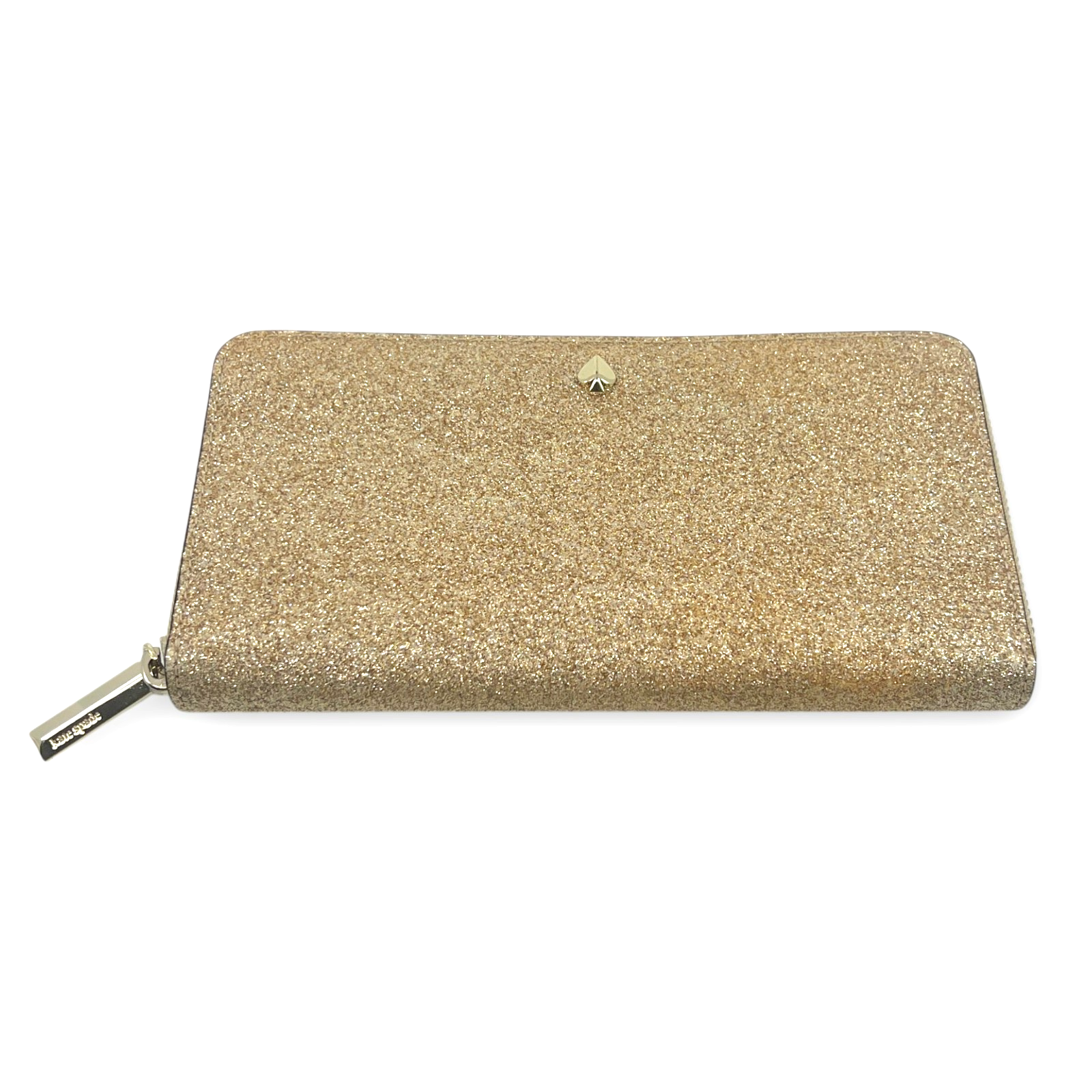 Kate Spade New York Gold Glitter Zip Around Continental Wallet