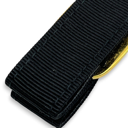 Salvatore Ferragamo Vara Black Gold Ribbon Keychain Charm Key ring with Box