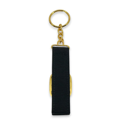 Salvatore Ferragamo Vara Black Gold Ribbon Keychain Charm Key ring with Box