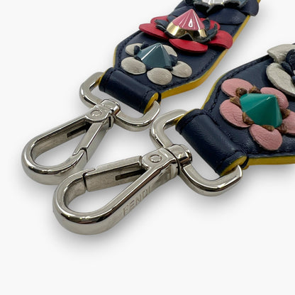 Fendi Strap You Flowerland Multicolor Leather Floral Shoulder Bag Strap Studded