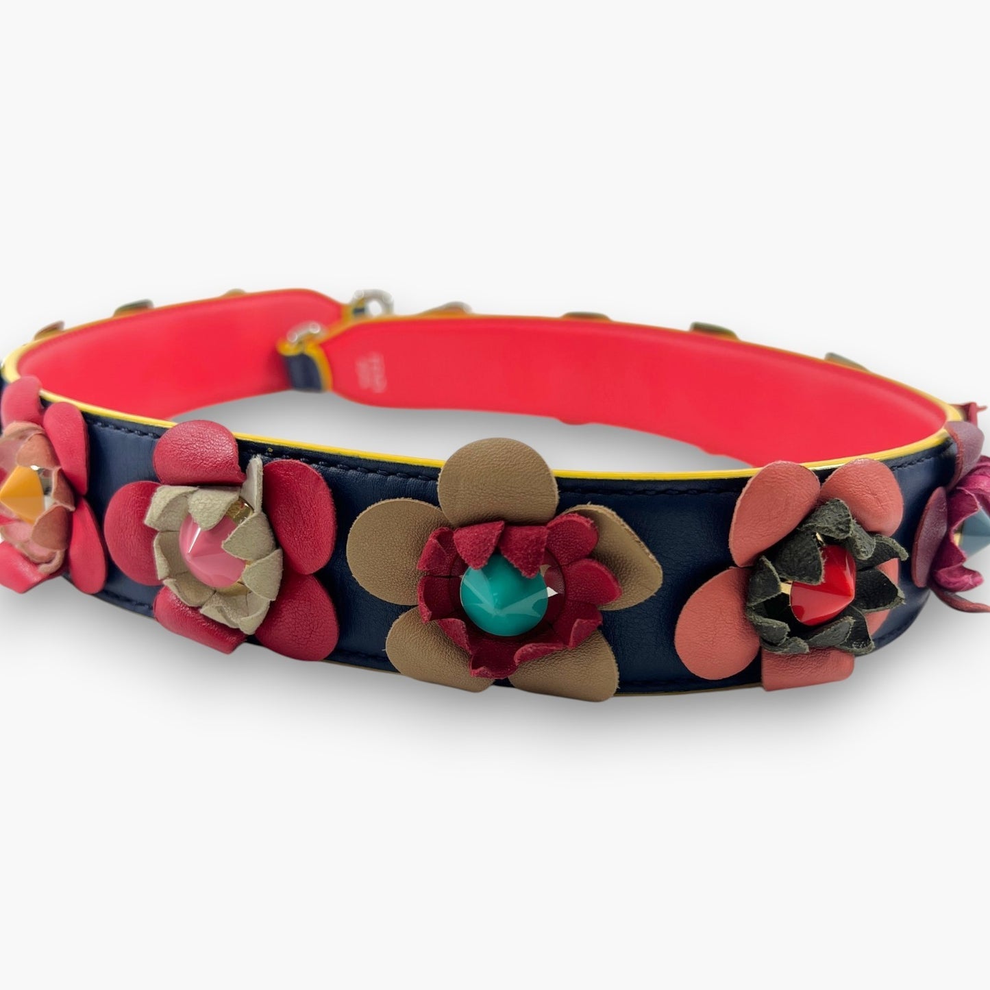 Fendi Strap You Flowerland Multicolor Leather Floral Shoulder Bag Strap Studded