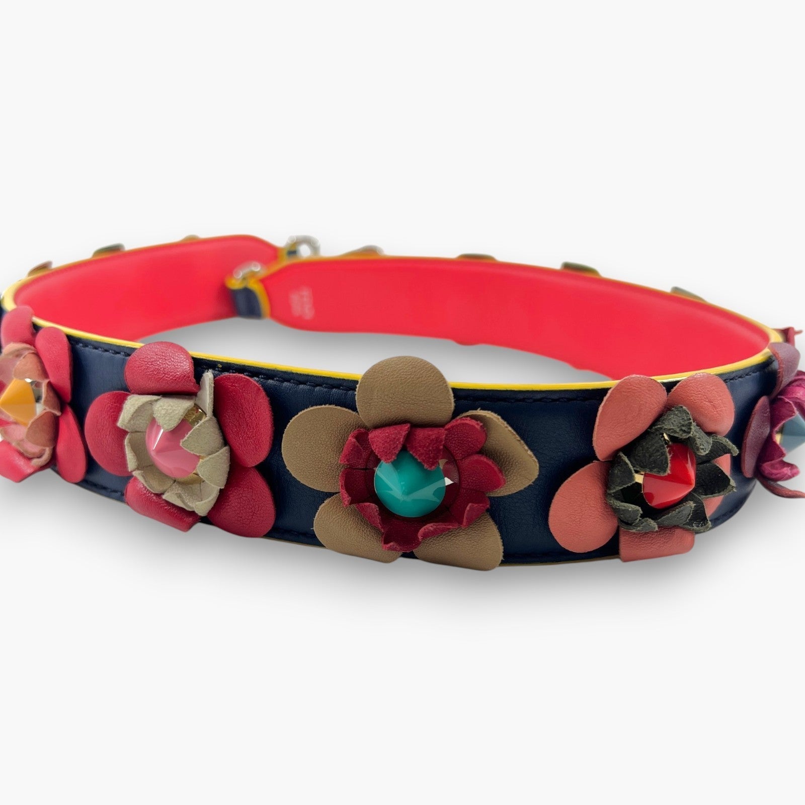 Fendi Strap You Flowerland Multicolor Leather Floral Shoulder Bag Strap Studded