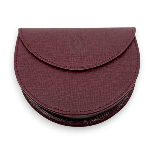 Must de Cartier Burgundy Leather Coin Purse w/ Box Cloth Certificate Auth