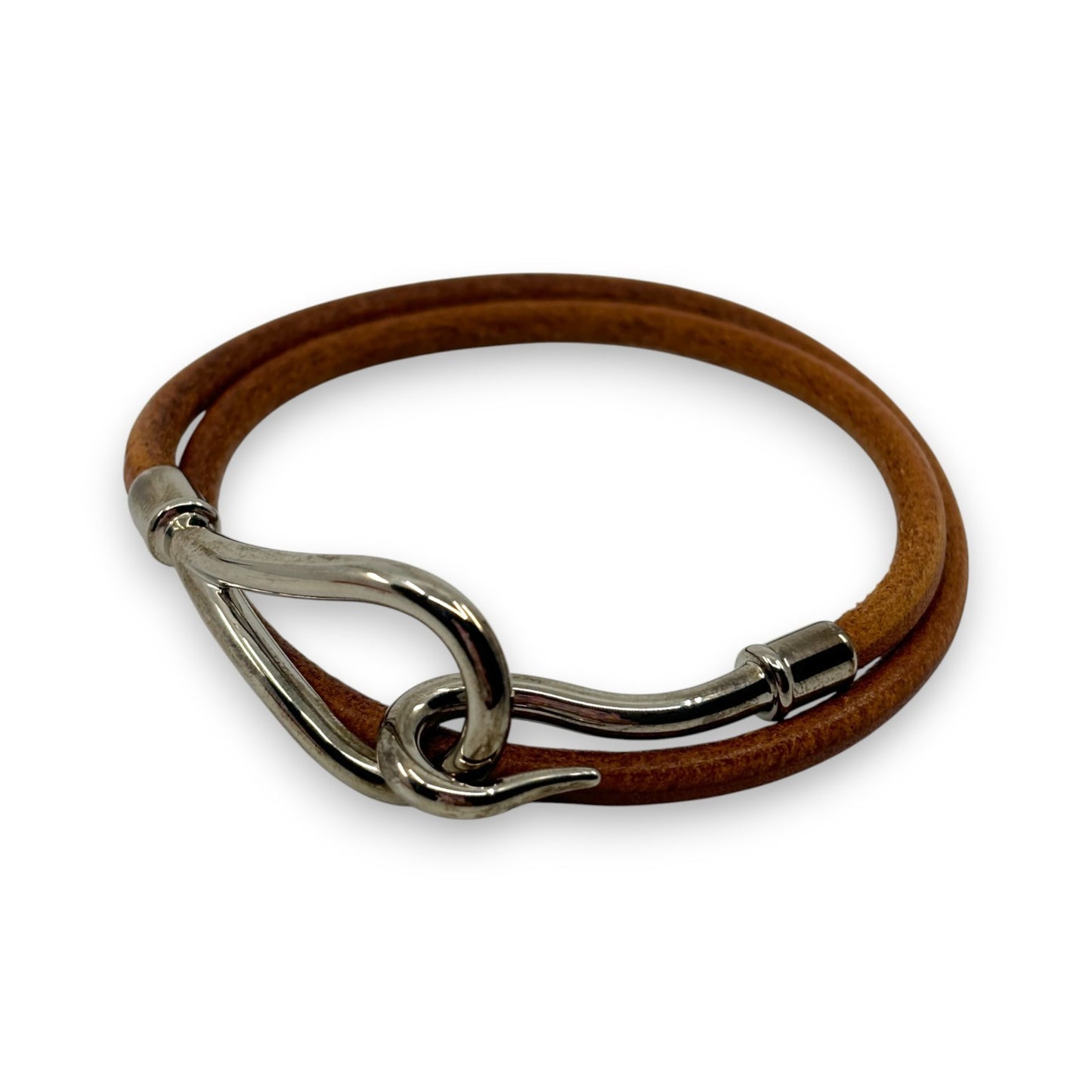 Hermès Jumbo Double Tour Bracelet Brown Leather Silver Hook w/ Box