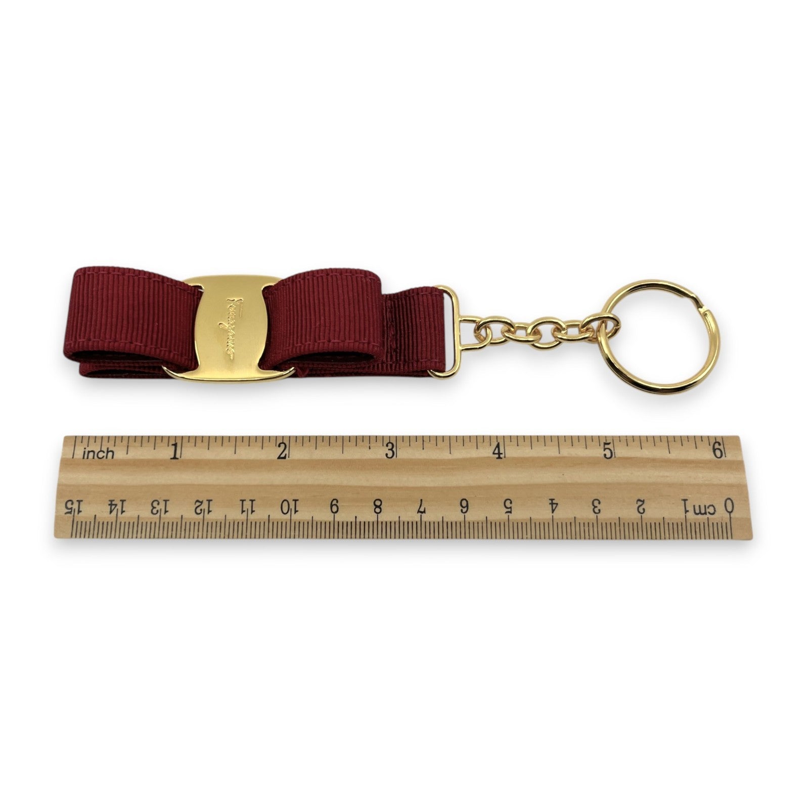 Salvatore Ferragamo Vara Ribbon Keychain Charm Red with Box