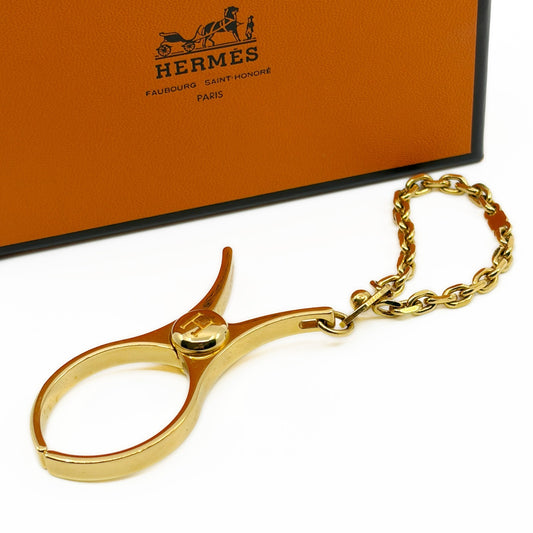Hermes Filou Glove Holder Gold-Tone Metal w/ Box