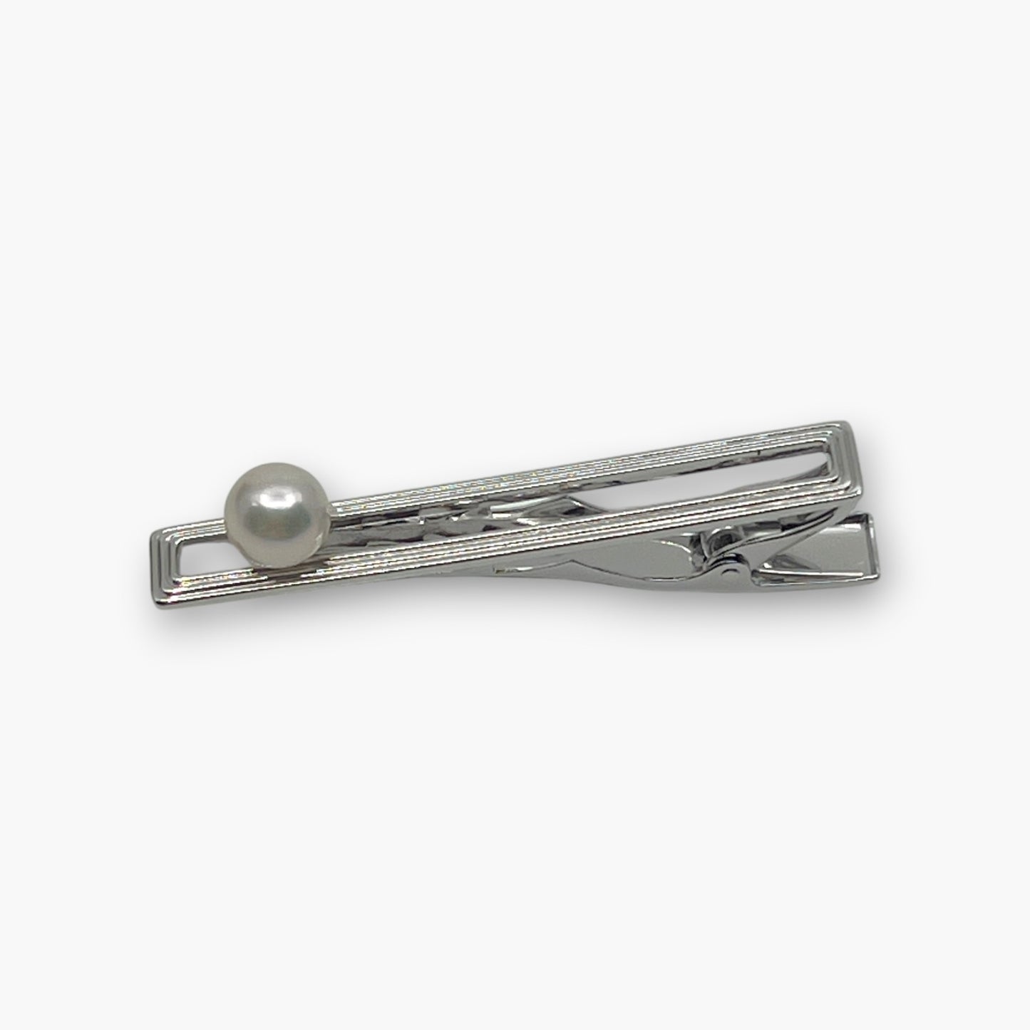Mikimoto Pearl Cufflinks Tie Pin Clip Set Silver-Tone w/ Box Case